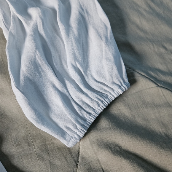 WILFRED Novella Dress Light Blue Ice Puff Sleeve Mini Size 6 Aritzia - Picture 6 of 13